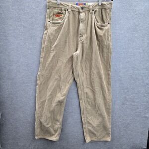 Empyre Men‎ Pants 33 Beige Embroidered Corduroy Skater Baggy Y2K